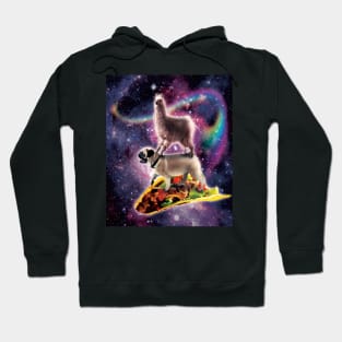 Rainbow Space Llama On Pug Riding Taco Hoodie